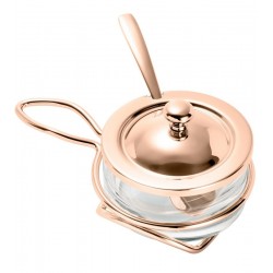 Queijeira 16x10x8cm de Vidro Com Tampa e Colher de Aco Rose